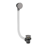 Bathroom sink drain assembly with flexible hose on a white background