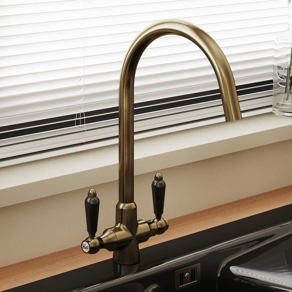 Astini Colonial Ceramic Handle Twin Lever Kitchen Mixer Tap in Classic Finishes