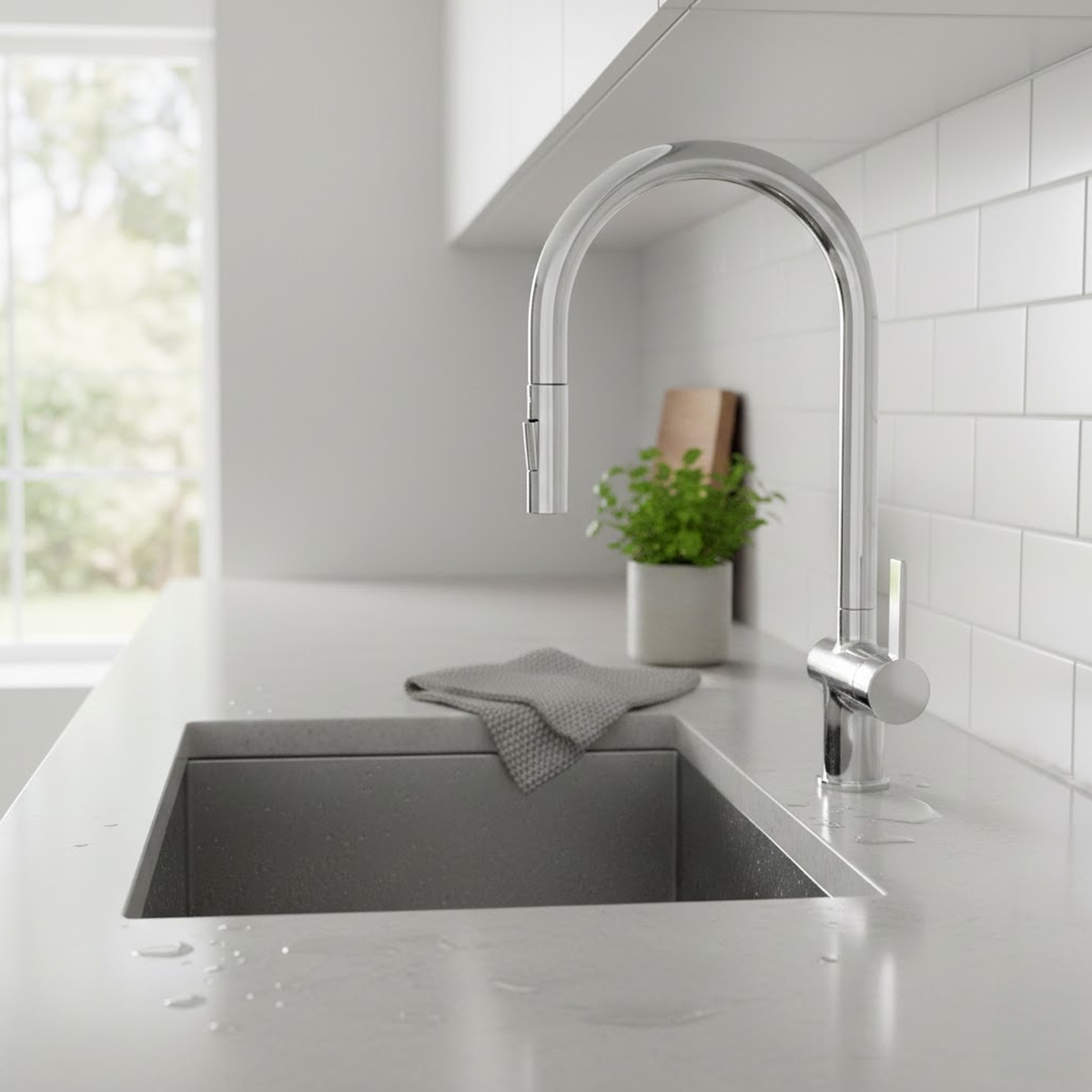 Astini Mayhill Single Lever Pull Out Kitchen Sink Mixer Tap with Brushed Brass Finish